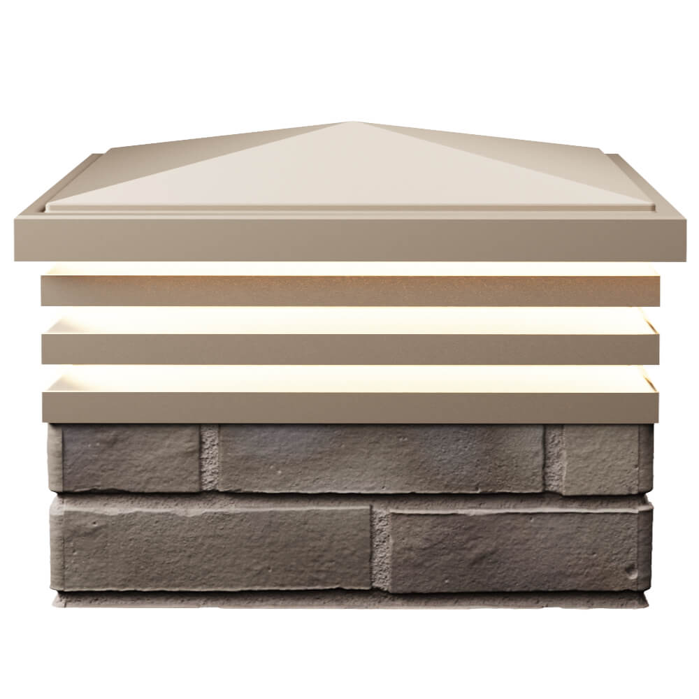 Колпак Zking Бона ХайТек Бежевый на столб 1.5х1.5 кирпича (385х385мм) с подсветкой в Одинцово фото