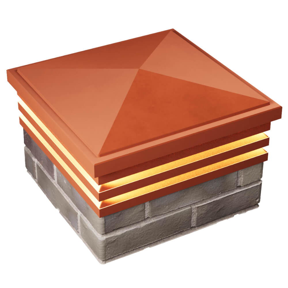 Колпак Zking Бона ХайТек Красный на столб 1.5х1.5 кирпича (385х385мм) с подсветкой в Одинцово фото