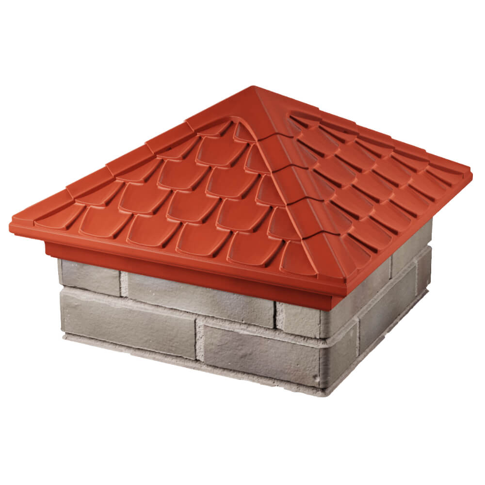 Колпак Zking Эльбрус Красный на столб 1.5х1.5 кирпича (385х385мм) в Одинцово фото