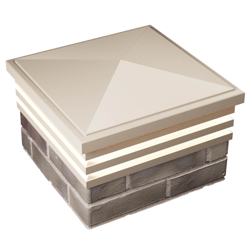 Колпак Zking Бона ХайТек Бежевый на столб 1.5х1.5 кирпича (385х385мм) с подсветкой в Одинцово фото