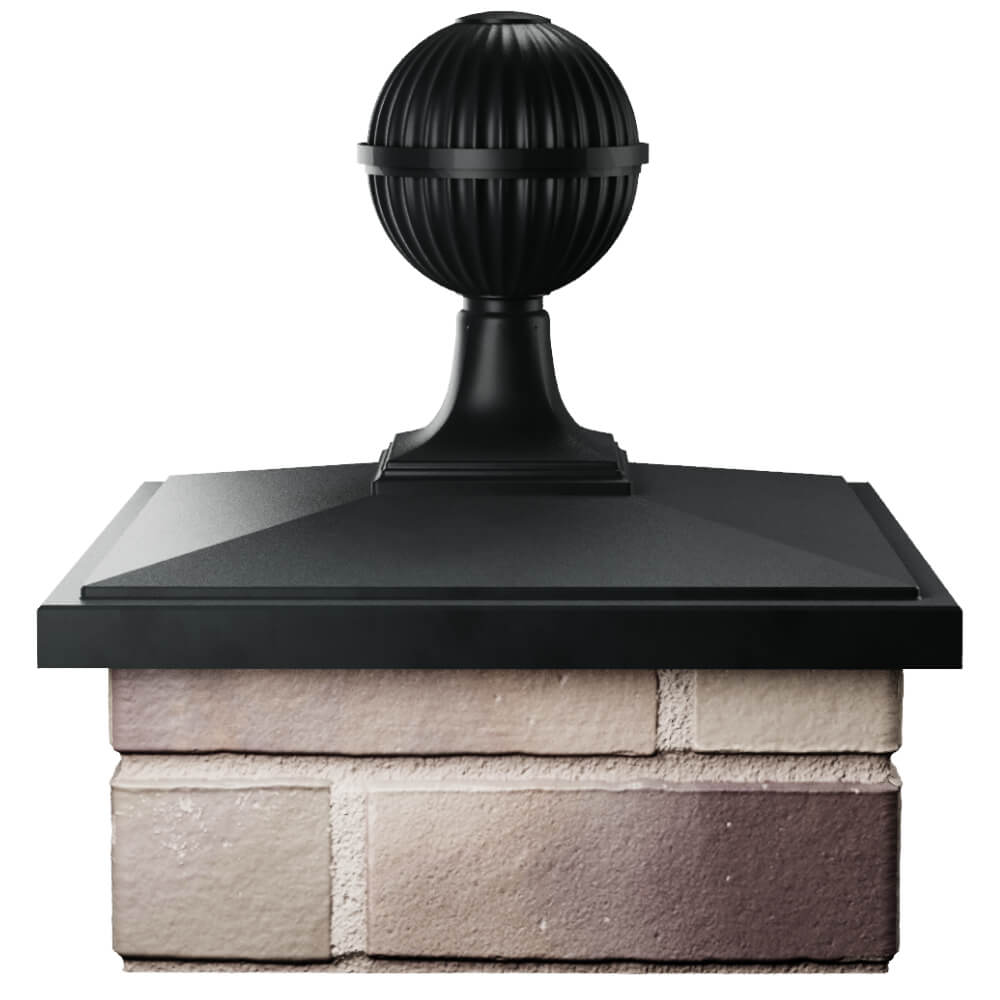 Колпак Zking БонаМоно Черный с шаром на столб 1.5х1.5 кирпича (385х385, 400х400мм) в сборе Одинцово фото