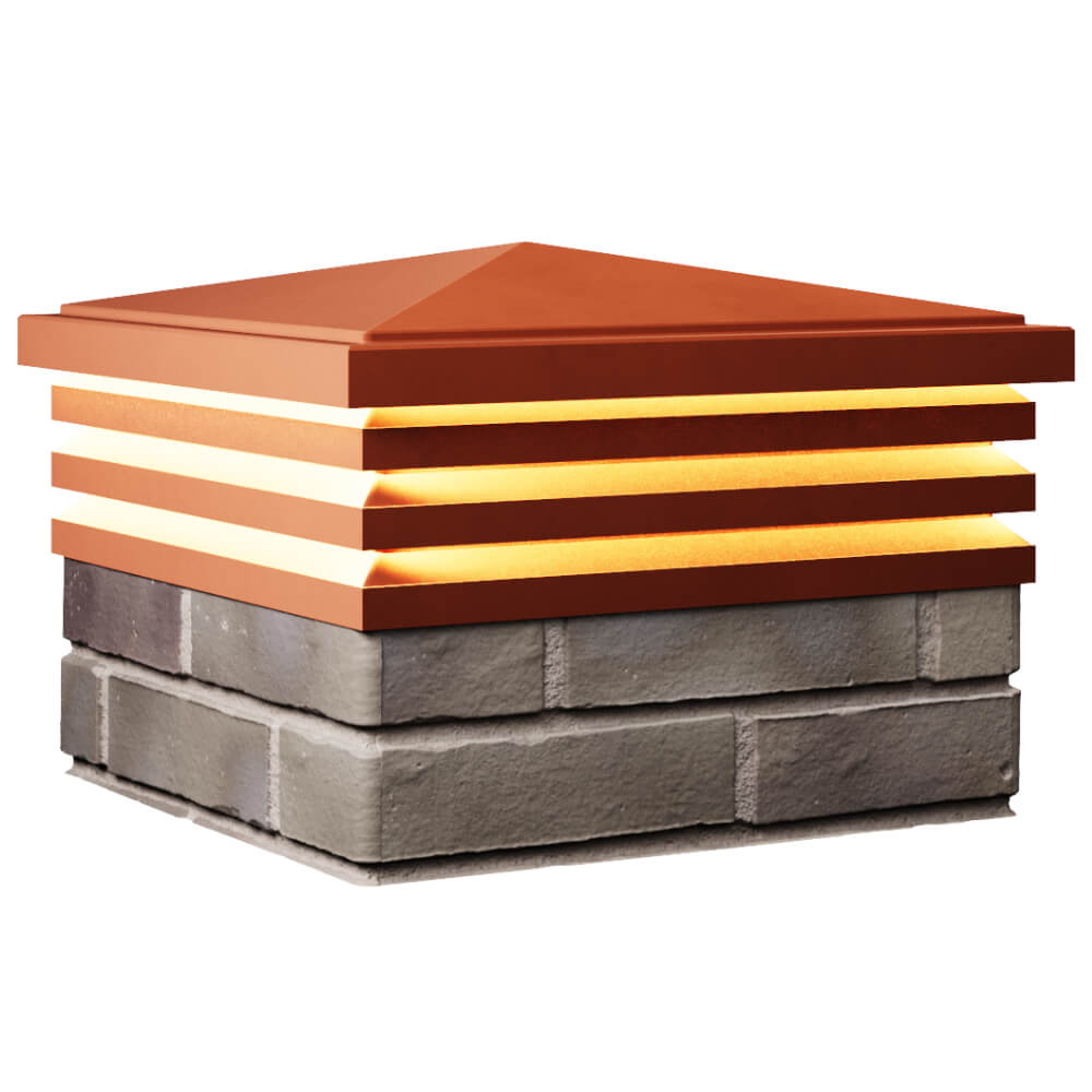 Колпак Zking Бона ХайТек Красный на столб 1.5х1.5 кирпича (385х385мм) с подсветкой в Одинцово фото