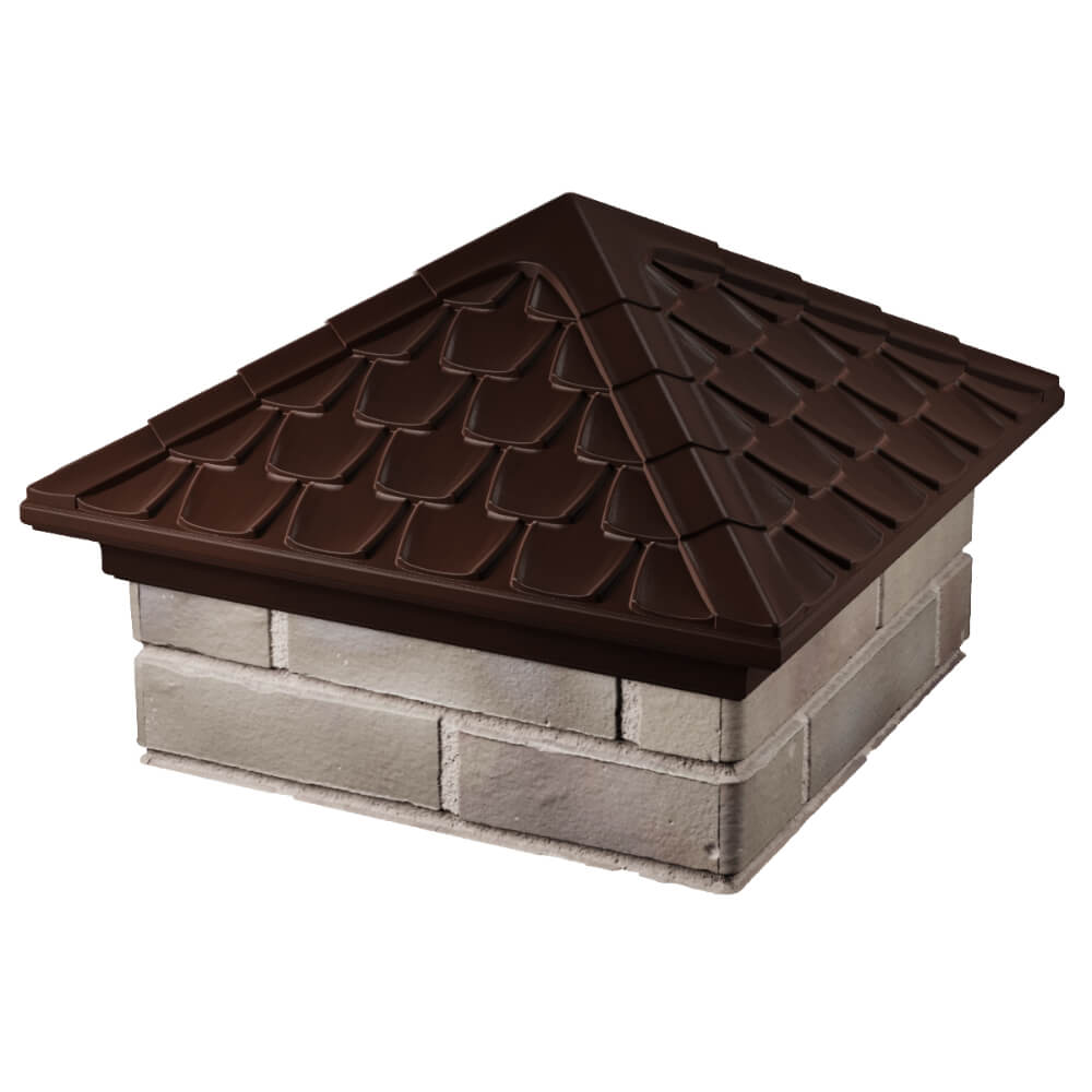 Колпак Zking Эльбрус Коричневый на столб 1.5х1.5 кирпича (385х385мм) в Одинцово фото