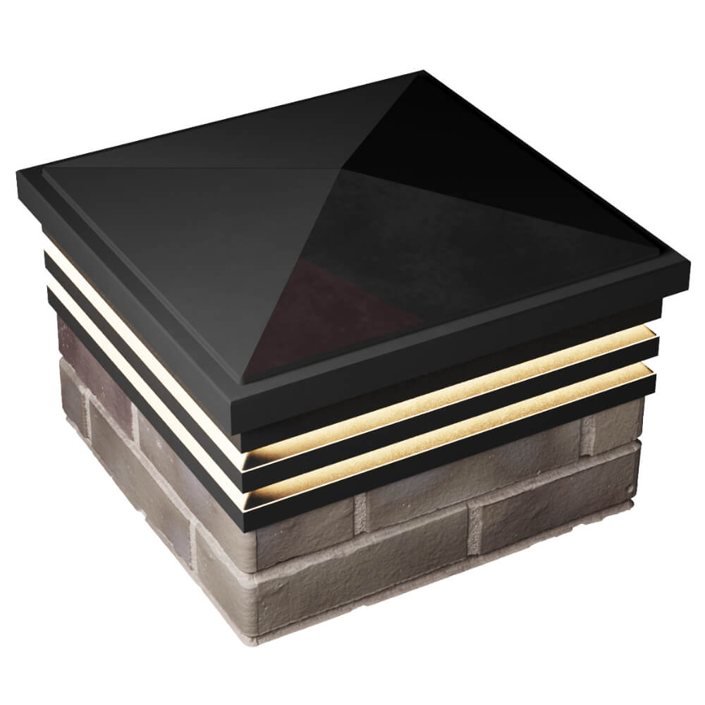 Колпак Zking Бона ХайТек Черный на столб 1.5х1.5 кирпича (385х385мм) с подсветкой в Одинцово фото