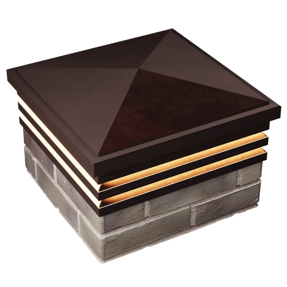 Колпак Zking Бона ХайТек Коричневый на столб 1.5х1.5 кирпича (385х385мм) с подсветкой в Одинцово фото