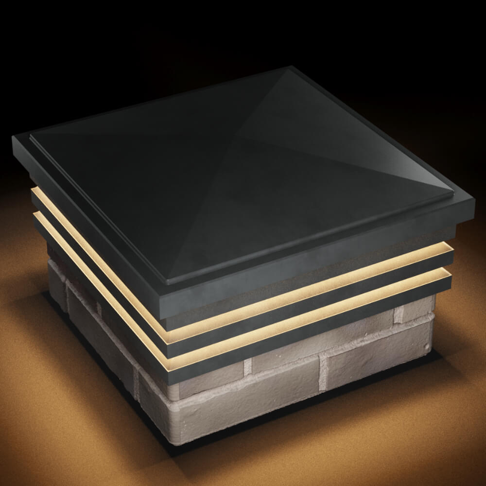 Колпак Zking Бона ХайТек Серый на столб 1.5х1.5 кирпича (385х385мм) с подсветкой в Одинцово фото