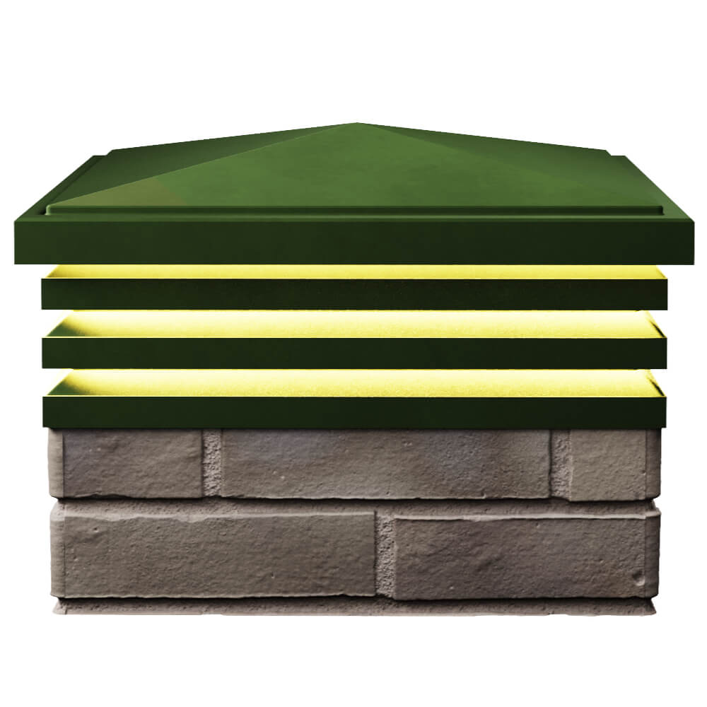 Колпак Zking Бона ХайТек Зеленый на столб 1.5х1.5 кирпича (385х385мм) с подсветкой в Одинцово фото