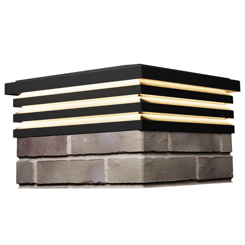 Колпак Zking Бона ХайТек Черный на столб 1.5х1.5 кирпича (385х385мм) с подсветкой в Одинцово фото