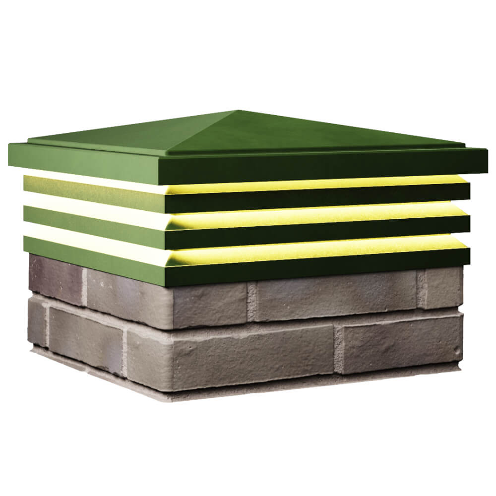 Колпак Zking Бона ХайТек Зеленый на столб 1.5х1.5 кирпича (385х385мм) с подсветкой в Одинцово фото