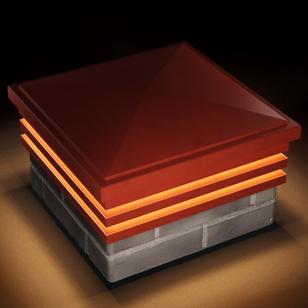 Колпак Zking Бона ХайТек Красный на столб 1.5х1.5 кирпича (385х385мм) с подсветкой в Одинцово фото