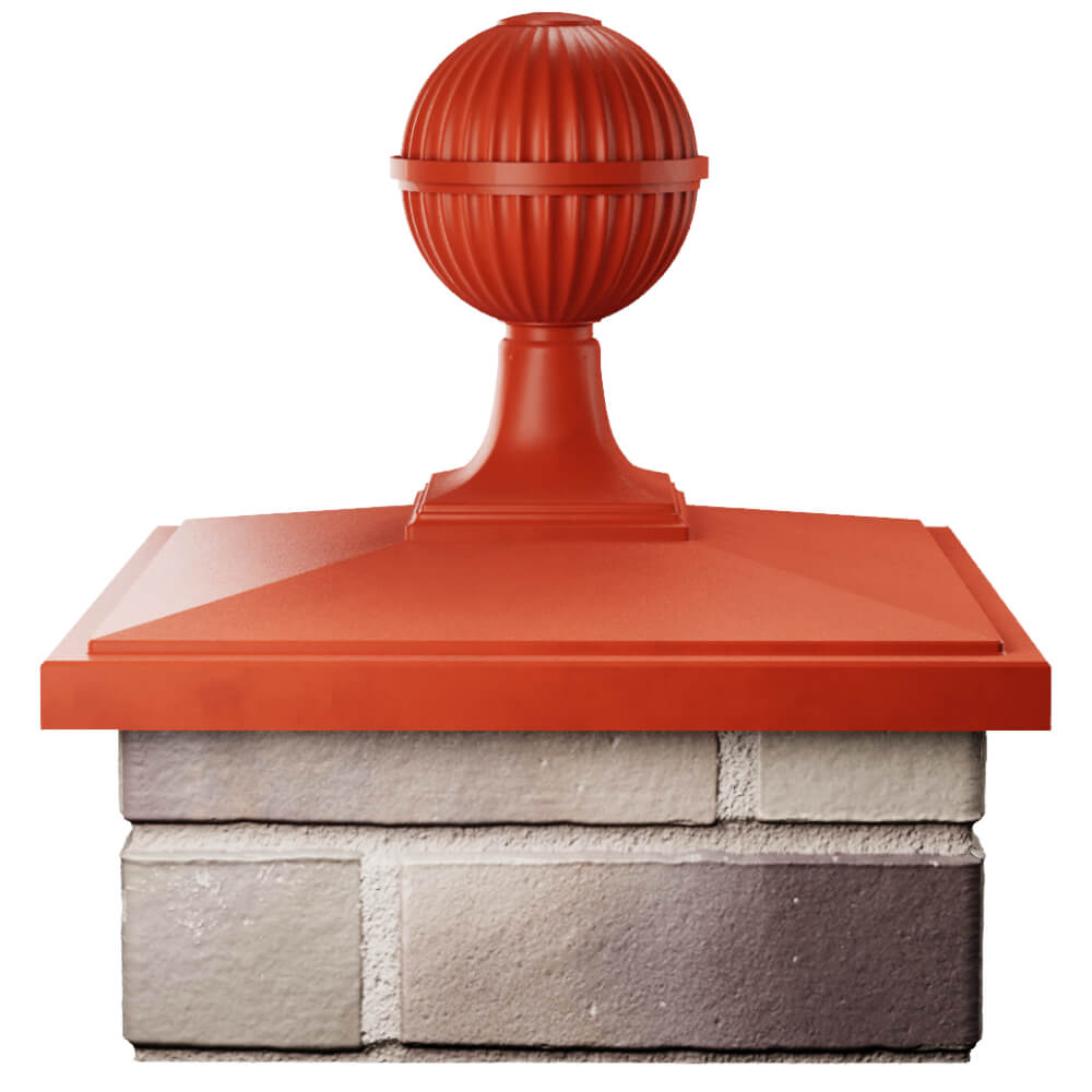 Колпак Zking БонаМоно Красный с шаром на столб 1.5х1.5 кирпича (385х385, 400х400мм) в сборе Одинцово фото