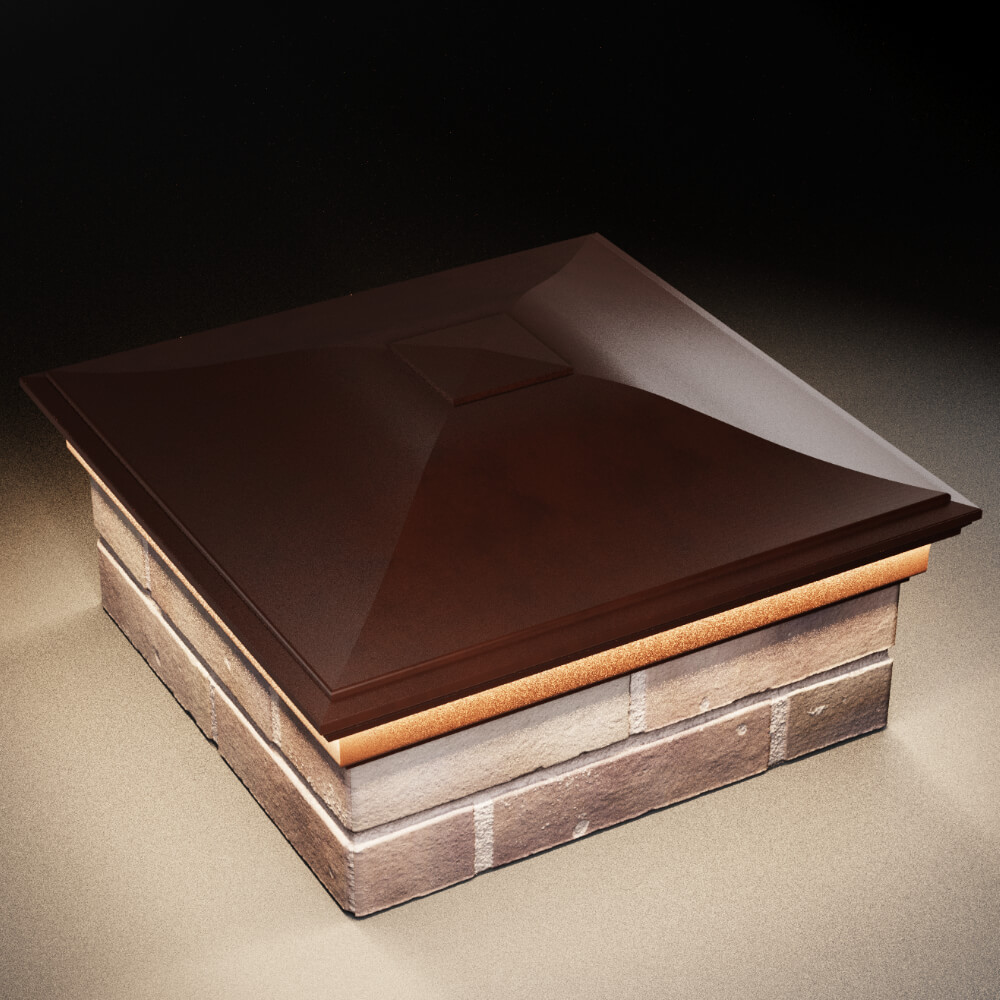 Колпак Zking Монблан Коричневый на столб 2х2 кирпича (515х515мм) c подсветкой в Одинцово фото