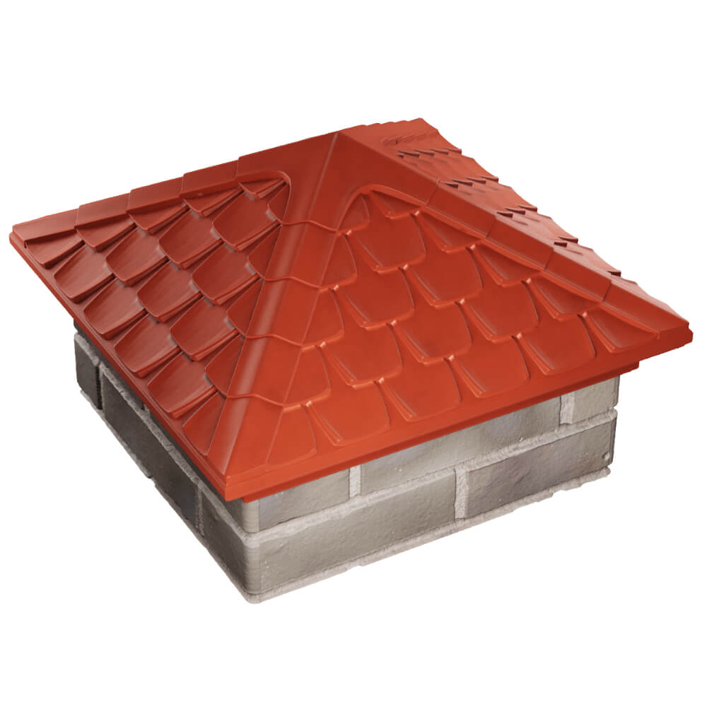 Колпак Zking Эльбрус Красный на столб 1.5х1.5 кирпича (385х385мм) в Одинцово фото