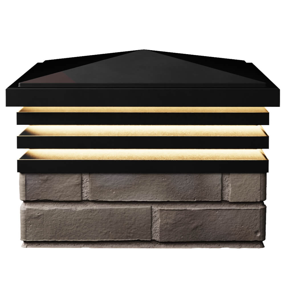 Колпак Zking Бона ХайТек Черный на столб 1.5х1.5 кирпича (385х385мм) с подсветкой в Одинцово фото