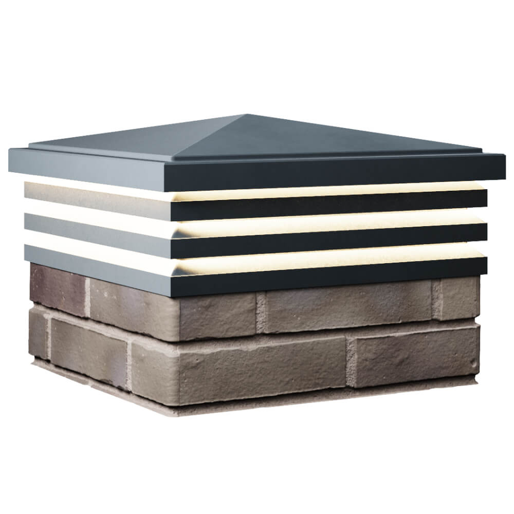 Колпак Zking Бона ХайТек Серый на столб 1.5х1.5 кирпича (385х385мм) с подсветкой в Одинцово фото