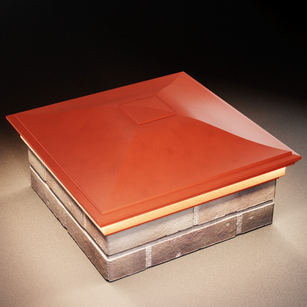 Колпак Zking Монблан Красный на столб 2х2 кирпича (515х515мм) c подсветкой в Одинцово фото