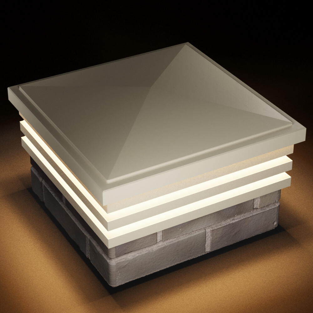 Колпак Zking Бона ХайТек Бежевый на столб 1.5х1.5 кирпича (385х385мм) с подсветкой в Одинцово фото