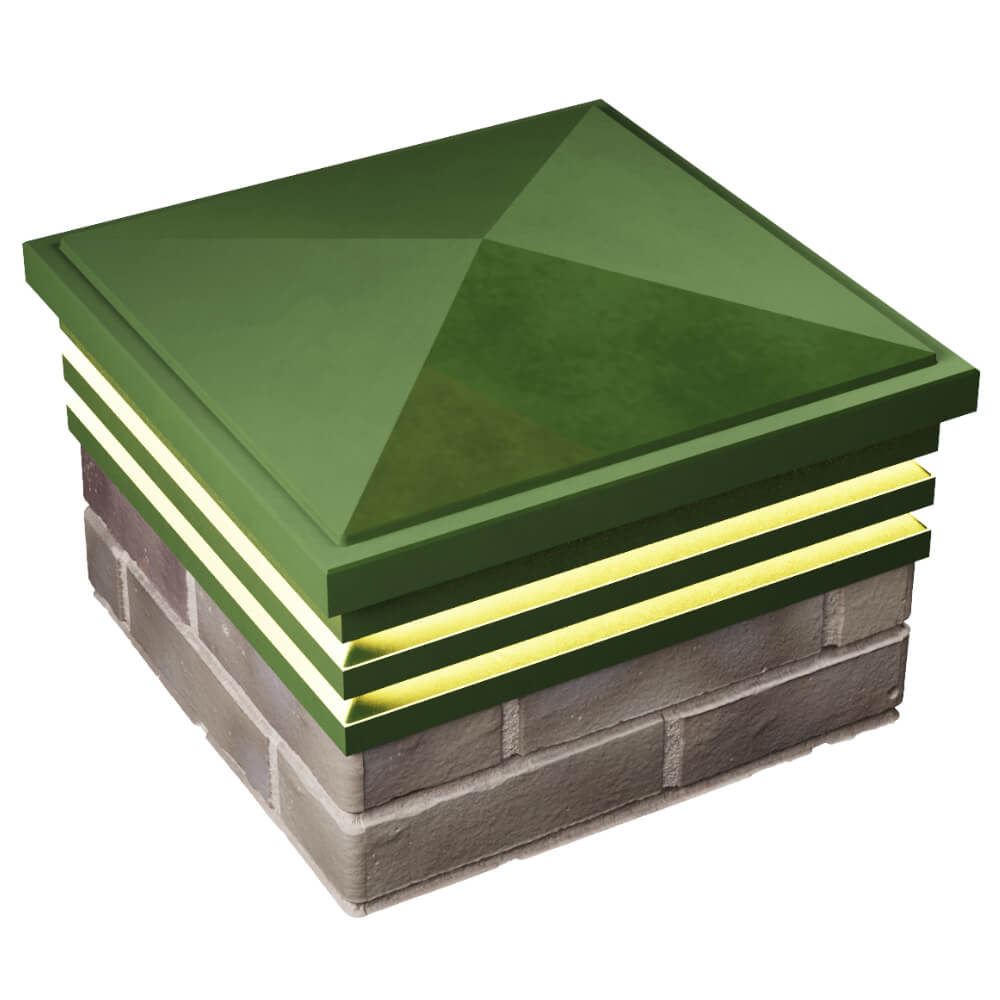 Колпак Zking Бона ХайТек Зеленый на столб 1.5х1.5 кирпича (385х385мм) с подсветкой в Одинцово фото