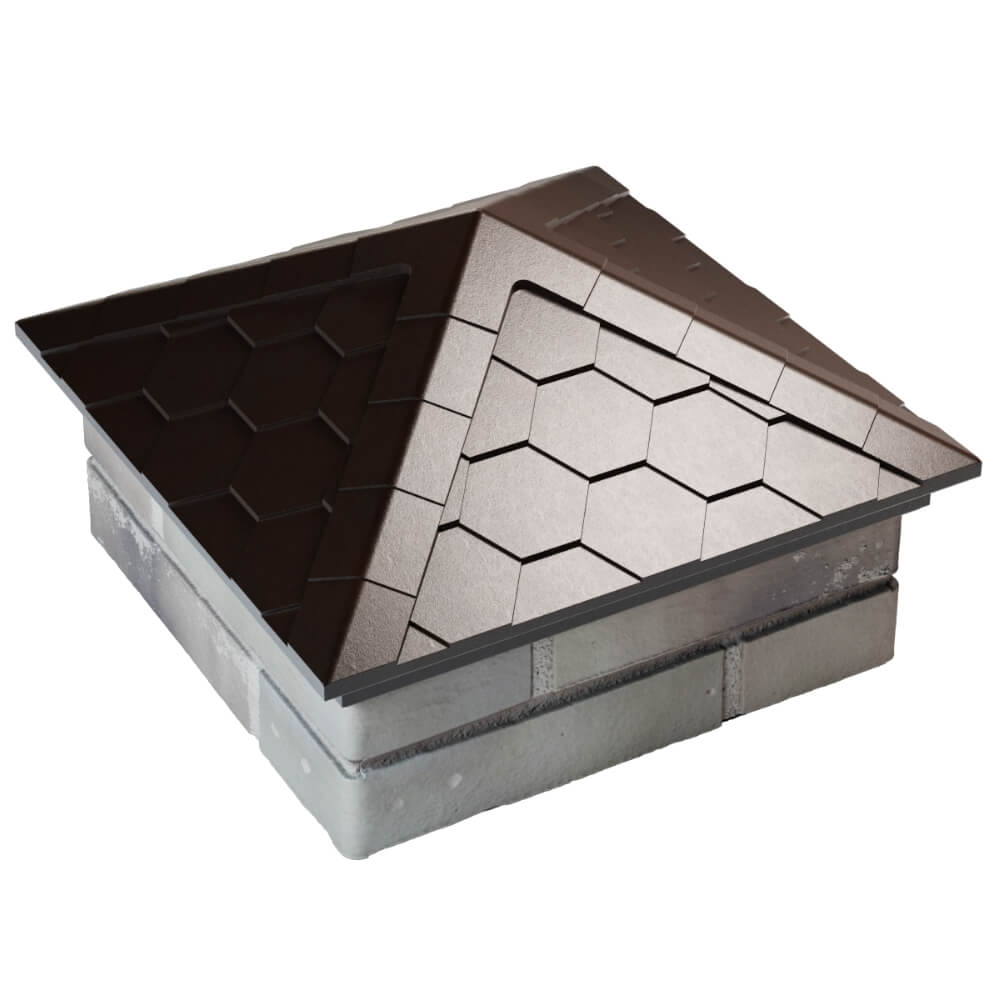 Колпак Zking Эверест Коричневый на столб 1.5х1.5 кирпича (390х390мм) в Одинцово фото