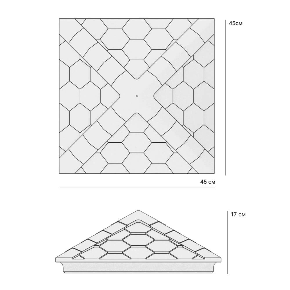 Колпак Zking Эверест Серый на столб 1.5х1.5 кирпича (390х390мм) в Одинцово фото