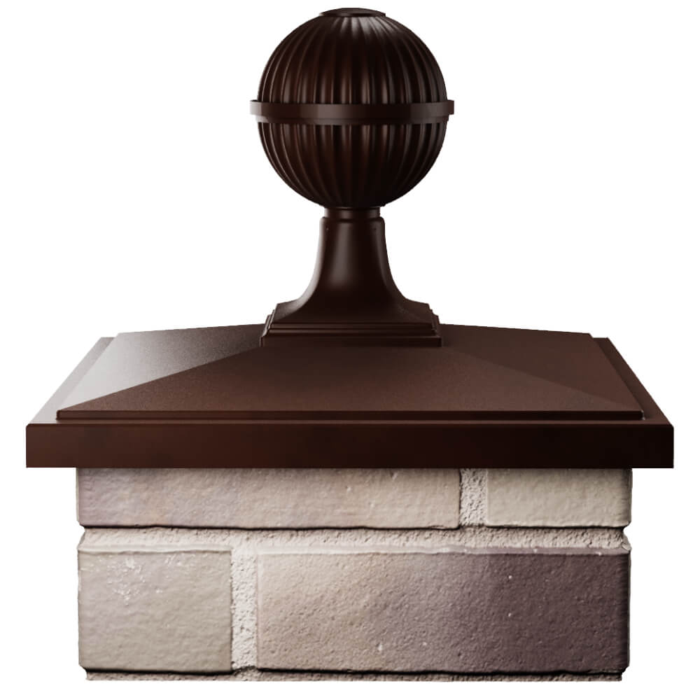 Колпак Zking БонаМоно Коричневый с шаром на столб 1.5х1.5 кирпича (385х385, 400х400мм) в сборе Одинцово фото
