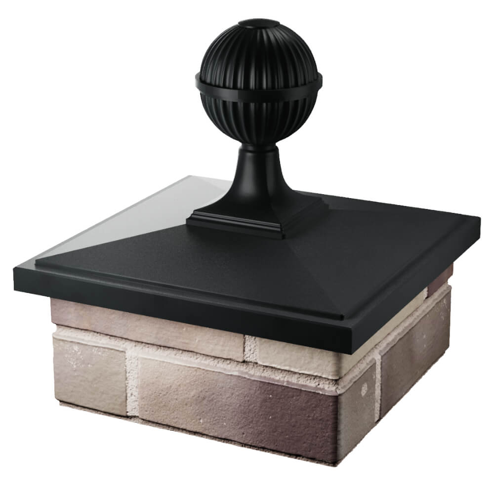 Колпак Zking БонаМоно Черный с шаром на столб 1.5х1.5 кирпича (385х385, 400х400мм) в сборе в Одинцово фото