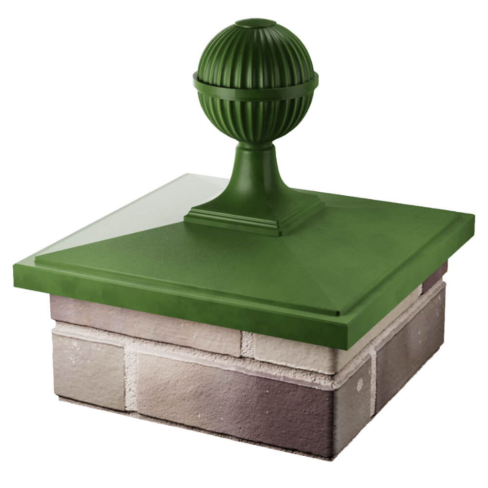 Колпак Zking БонаМоно Зеленый с шаром на столб 1.5х1.5 кирпича (385х385, 400х400мм) в сборе в Одинцово фото