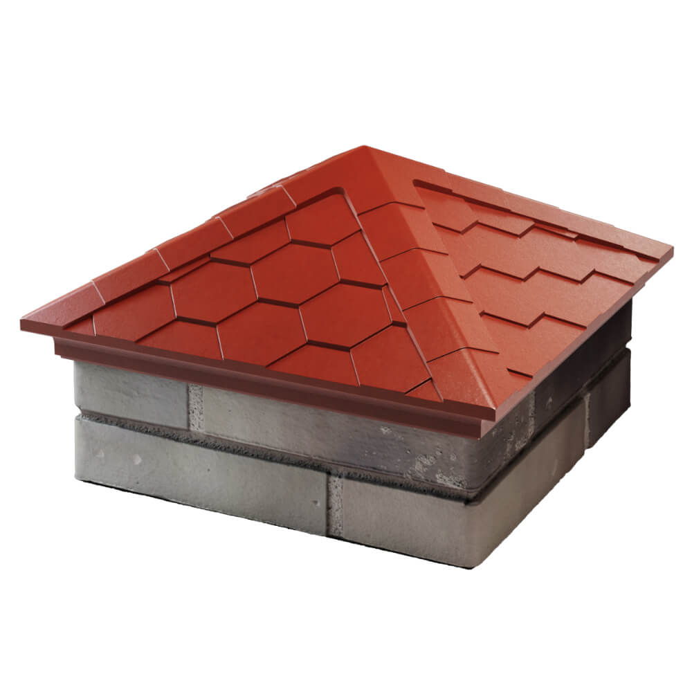 Колпак Zking Эверест Красный на столб 1.5х1.5 кирпича (390х390мм) в Одинцово фото