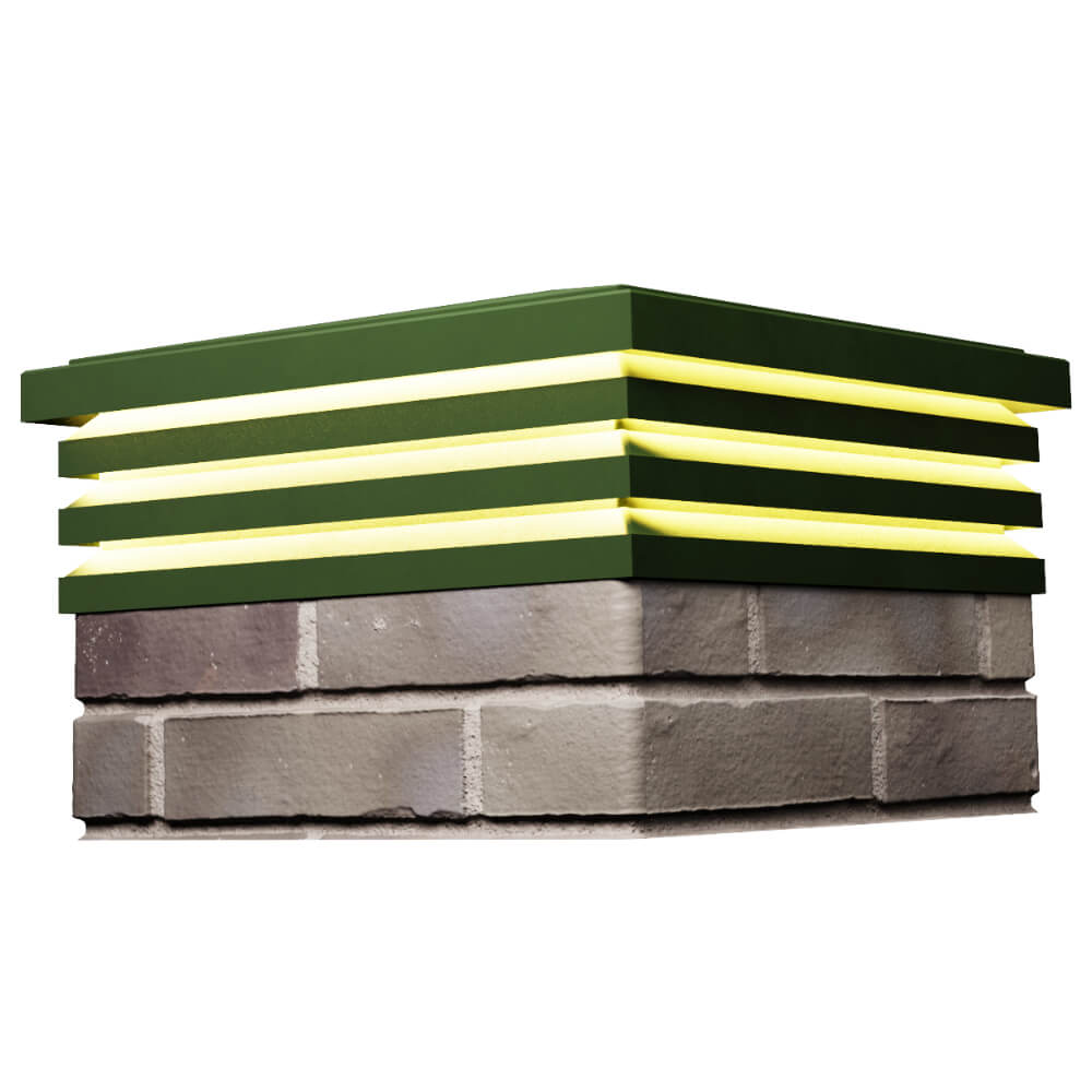 Колпак Zking Бона ХайТек Зеленый на столб 1.5х1.5 кирпича (385х385мм) с подсветкой в Одинцово фото