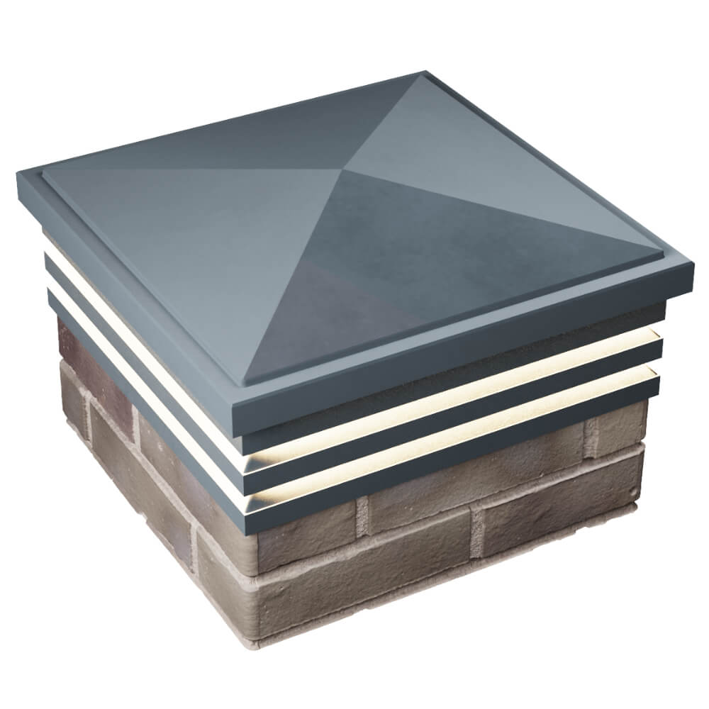 Колпак Zking Бона ХайТек Серый на столб 1.5х1.5 кирпича (385х385мм) с подсветкой в Одинцово фото