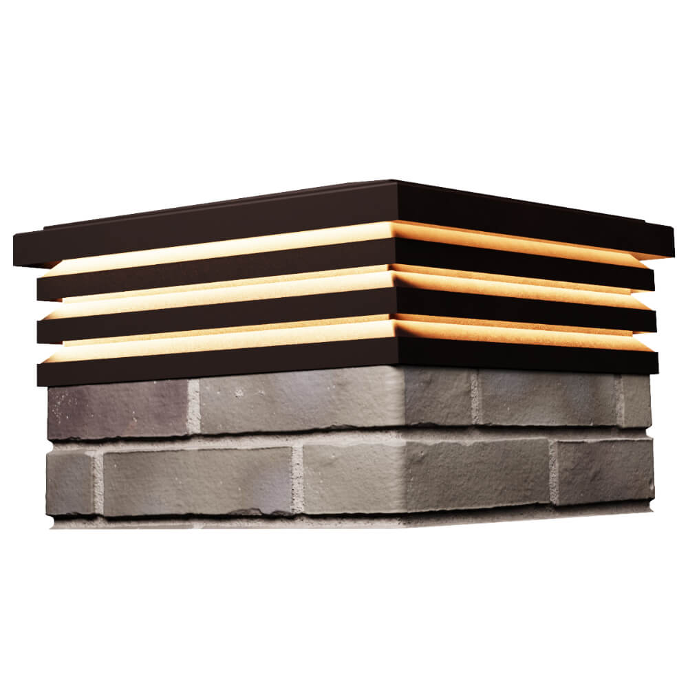 Колпак Zking Бона ХайТек Коричневый на столб 1.5х1.5 кирпича (385х385мм) с подсветкой в Одинцово фото