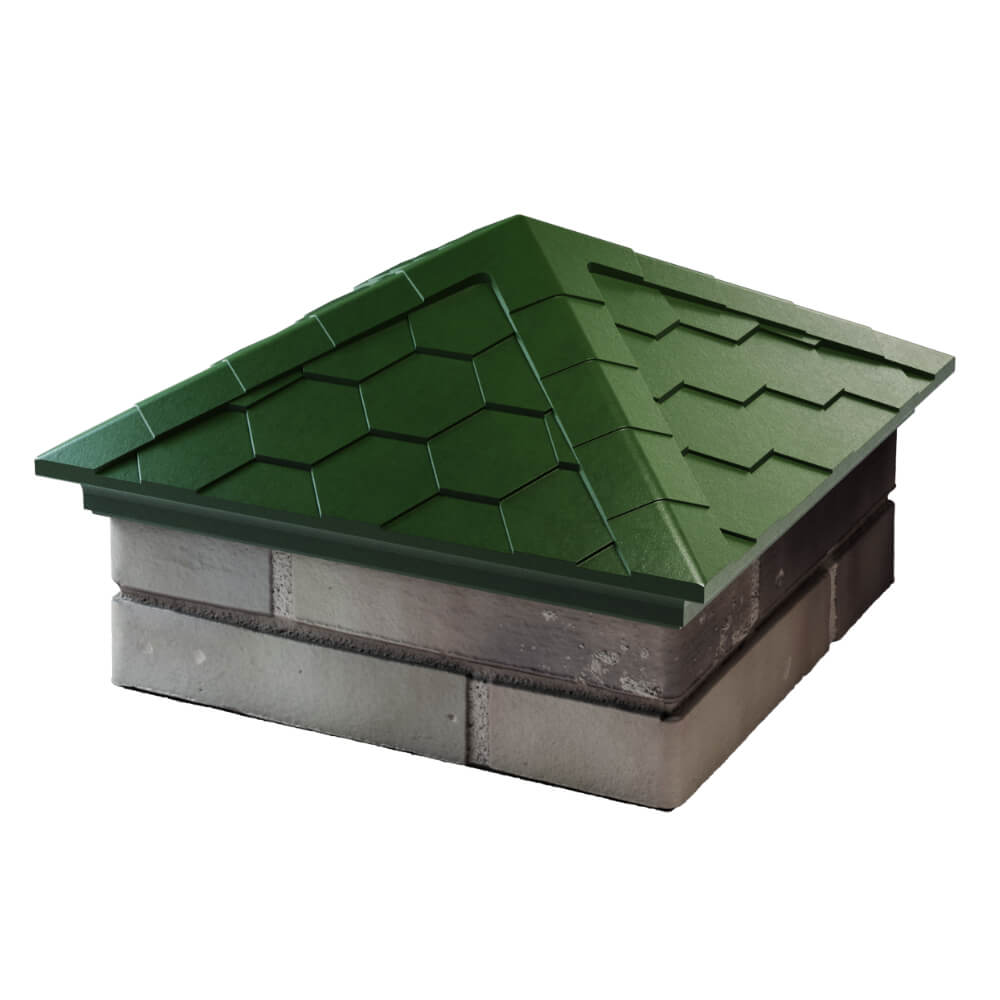 Колпак Zking Эверест Зеленый на столб 1.5х1.5 кирпича (390х390мм) в Одинцово фото