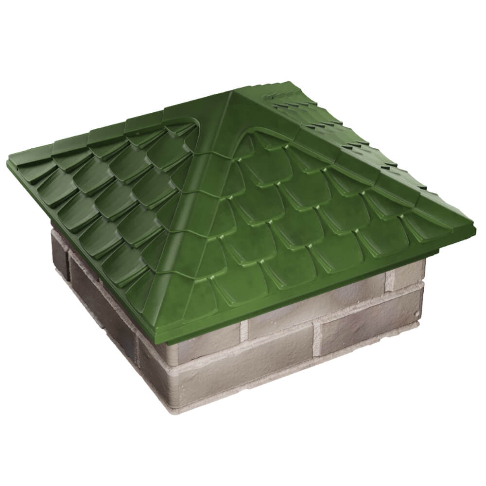 Колпак Zking Эльбрус Зеленый на столб 1.5х1.5 кирпича (385х385мм) в Одинцово фото