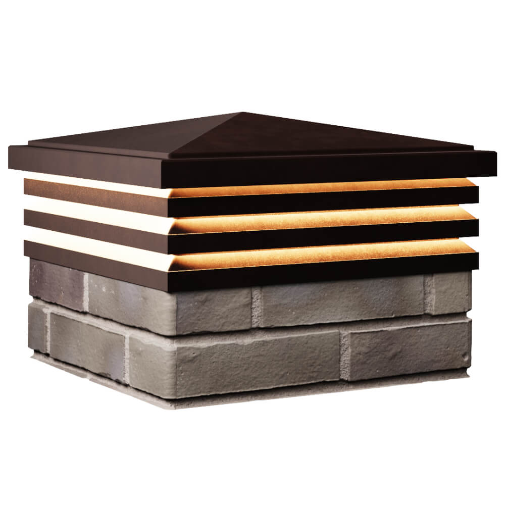 Колпак Zking Бона ХайТек Коричневый на столб 1.5х1.5 кирпича (385х385мм) с подсветкой в Одинцово фото