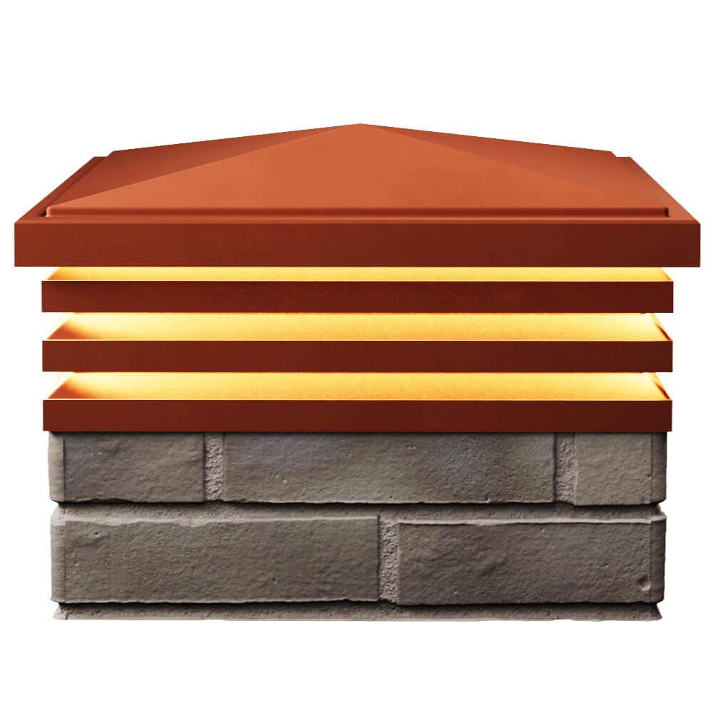 Колпак Zking Бона ХайТек Красный на столб 1.5х1.5 кирпича (385х385мм) с подсветкой в Одинцово фото