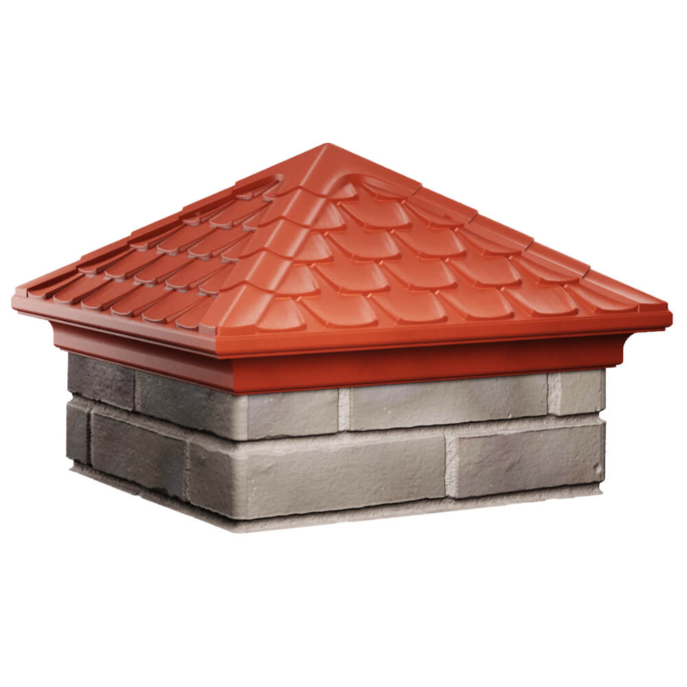 Колпак Zking Эльбрус Красный на столб 1.5х1.5 кирпича (385х385мм) в Одинцово фото