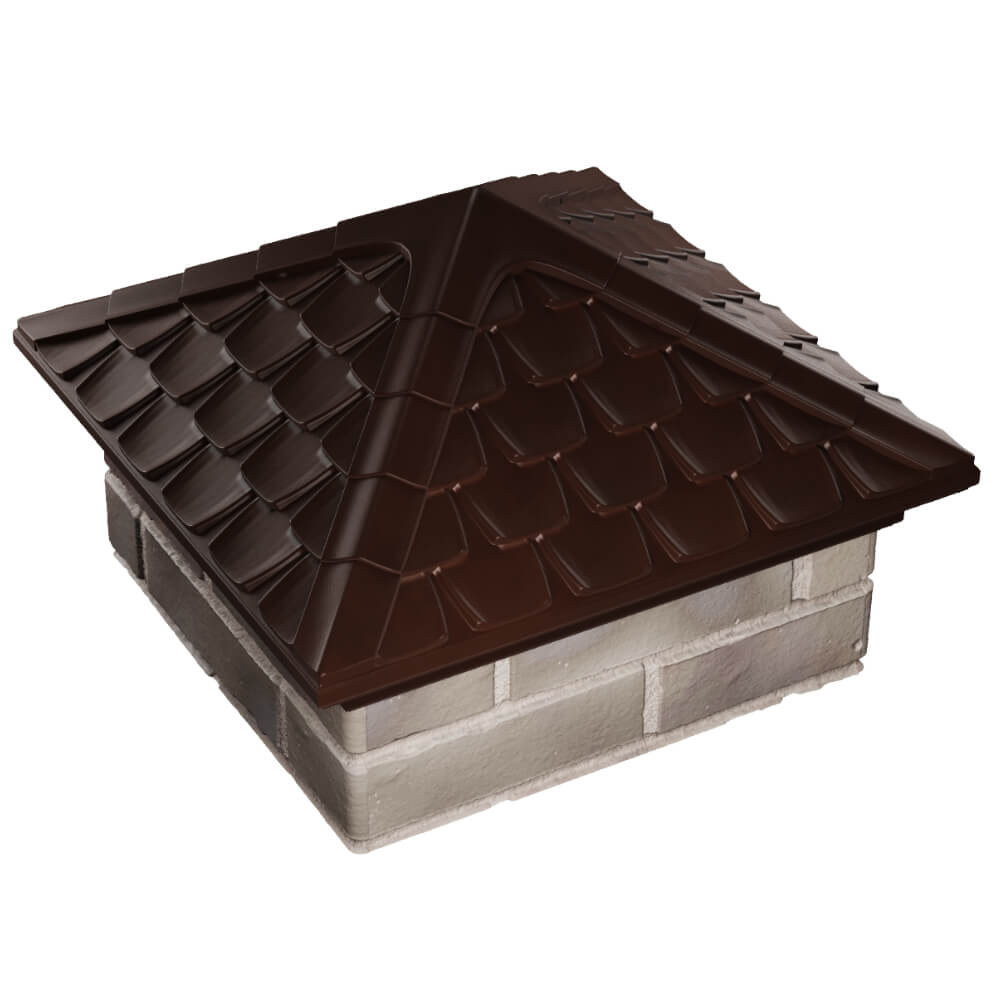 Колпак Zking Эльбрус Коричневый на столб 1.5х1.5 кирпича (385х385мм) в Одинцово фото