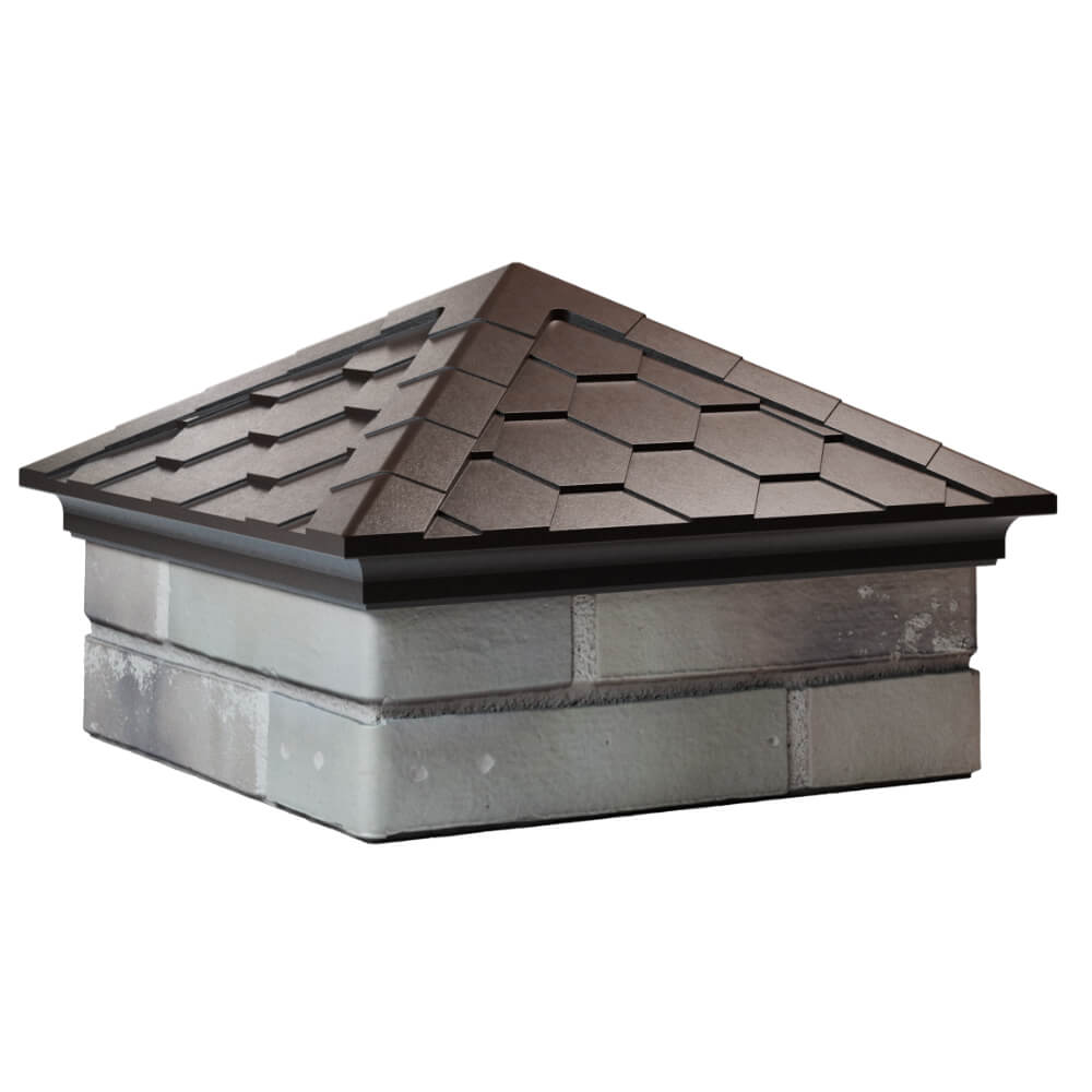 Колпак Zking Эверест Коричневый на столб 1.5х1.5 кирпича (390х390мм) в Одинцово фото