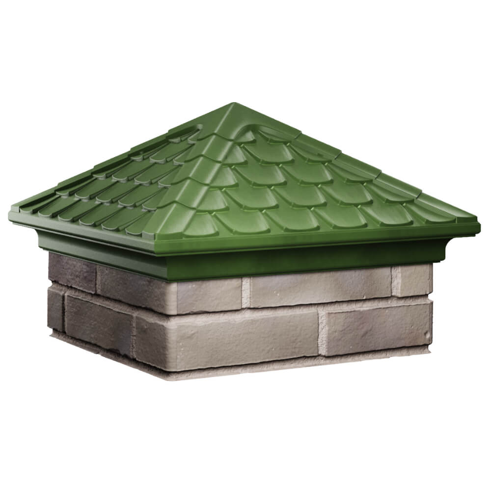 Колпак Zking Эльбрус Зеленый на столб 1.5х1.5 кирпича (385х385мм) в Одинцово фото
