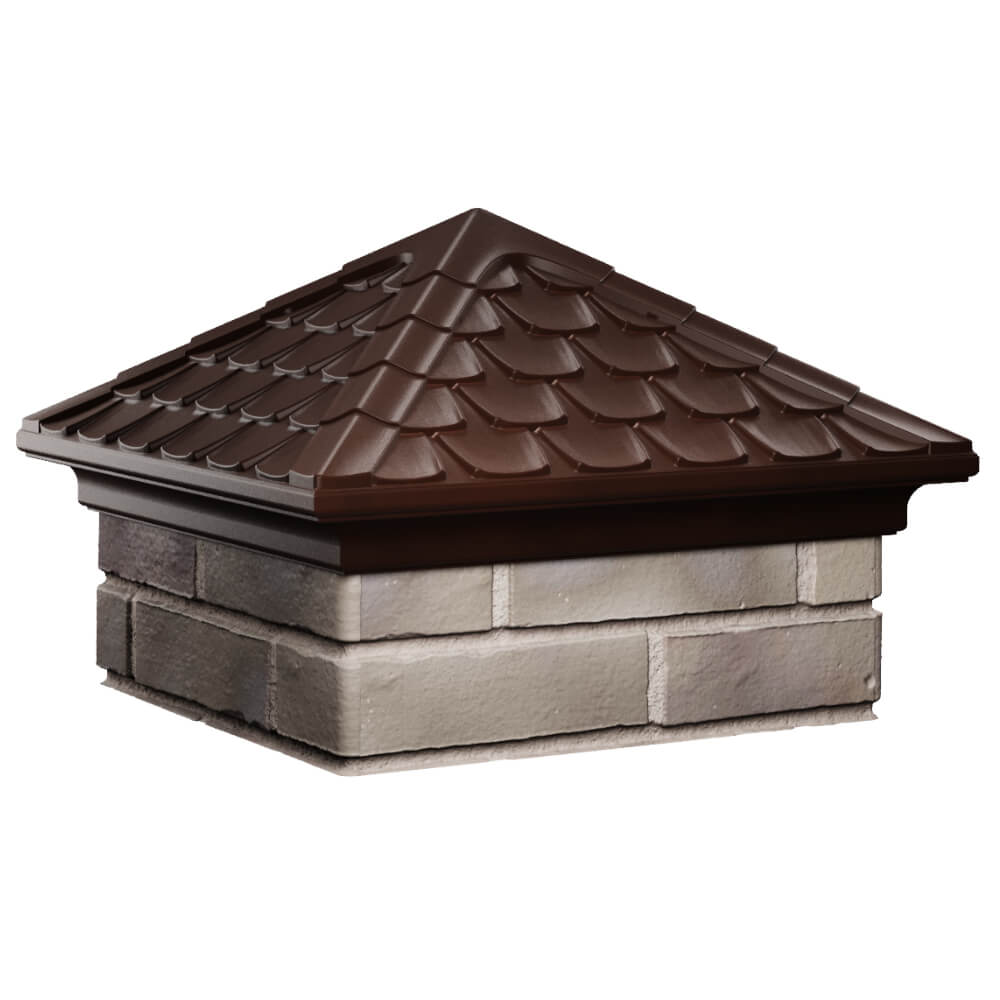Колпак Zking Эльбрус Коричневый на столб 1.5х1.5 кирпича (385х385мм) в Одинцово фото