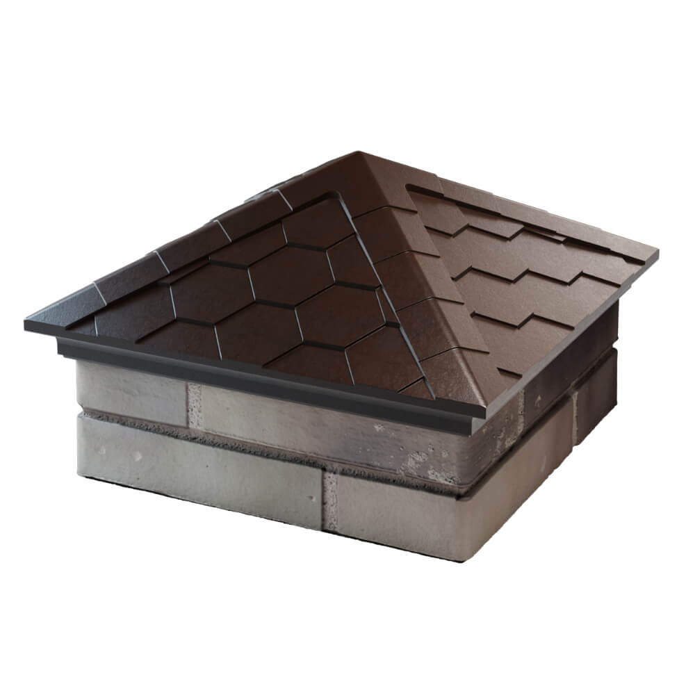 Колпак Zking Эверест Коричневый на столб 1.5х1.5 кирпича (390х390мм) в Одинцово фото
